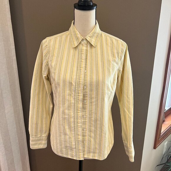 Vintage Basic Editions yellow striped long sleeve button down Size Medium - Picture 1 of 6